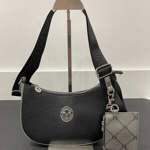 VALENTINO ORLANDI ITALY BLACK & GRAY CROSSBODY SHOULDER BAG NEW WITH COIN POUCH!